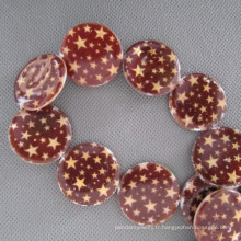 Perles Shell perles, gros disque étoile brun (SHB2001)